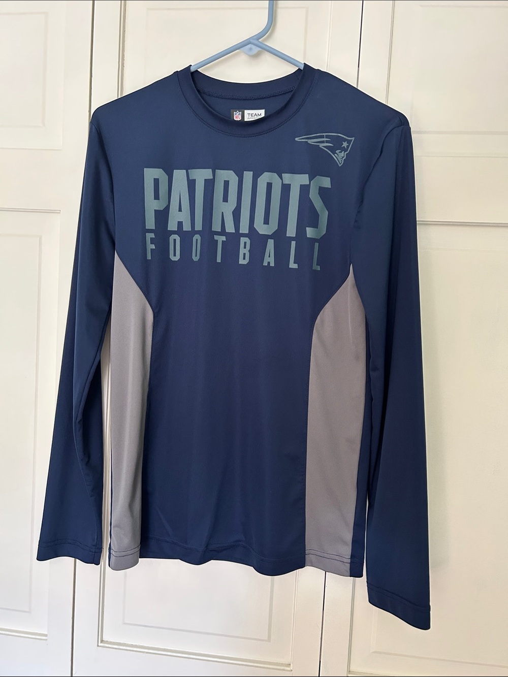 Team Apparel Navy and Gray Patriots Long Sleeve Performance Shirt